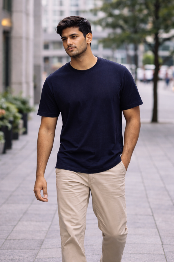 The Classic Crew – Navy Essential T-Shirt (Relaxed Fit)