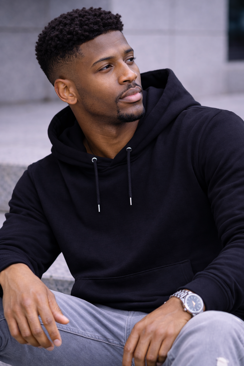 The Essential Hoodie – Black Minimal Hoodie (Relaxed Fit)