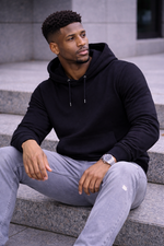 The Essential Hoodie – Black Minimal Hoodie (Relaxed Fit)
